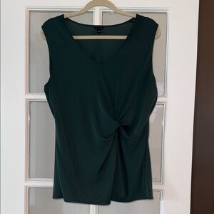 Ann Taylor Forest Green Sleeveless Twist Blouse